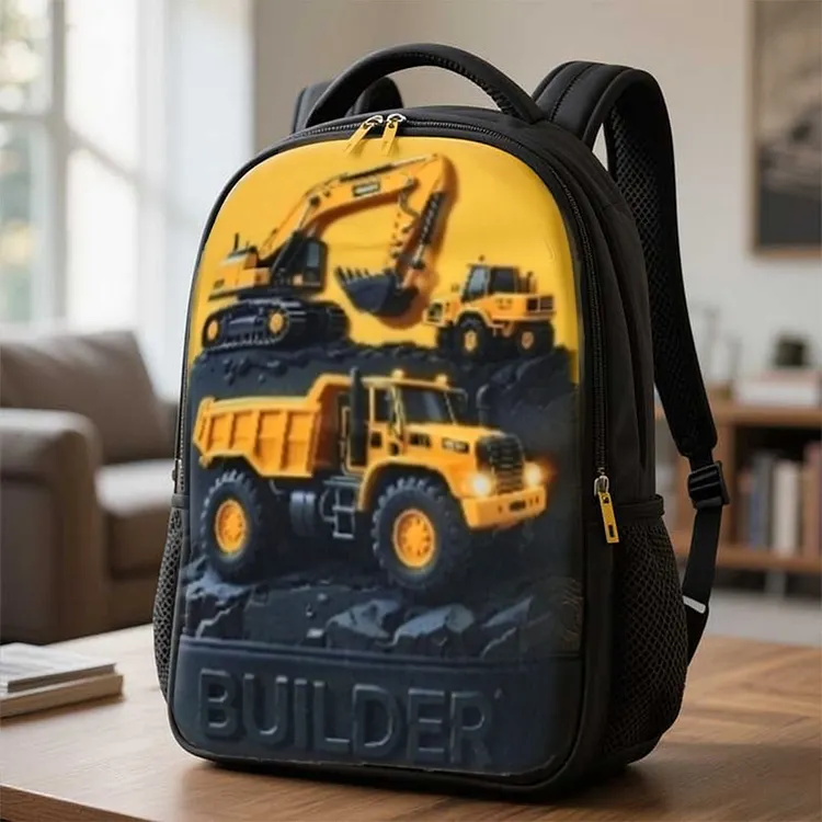 Kids Construction Vehicle-Inspired School Backpack 