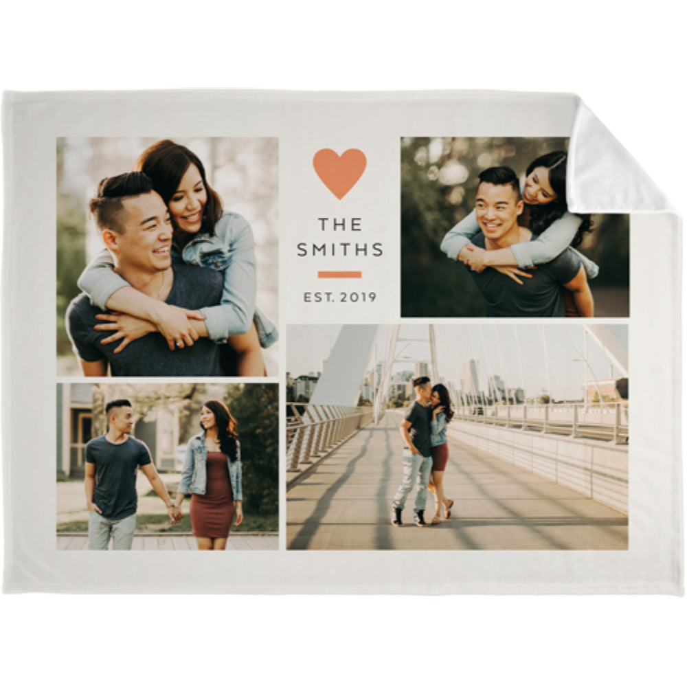 Loveyoufancy Contemporary Heart Collage Fleece Photo Blanket