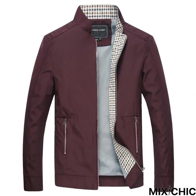 Men Casual Coats Stand Collar Bomber Jacket