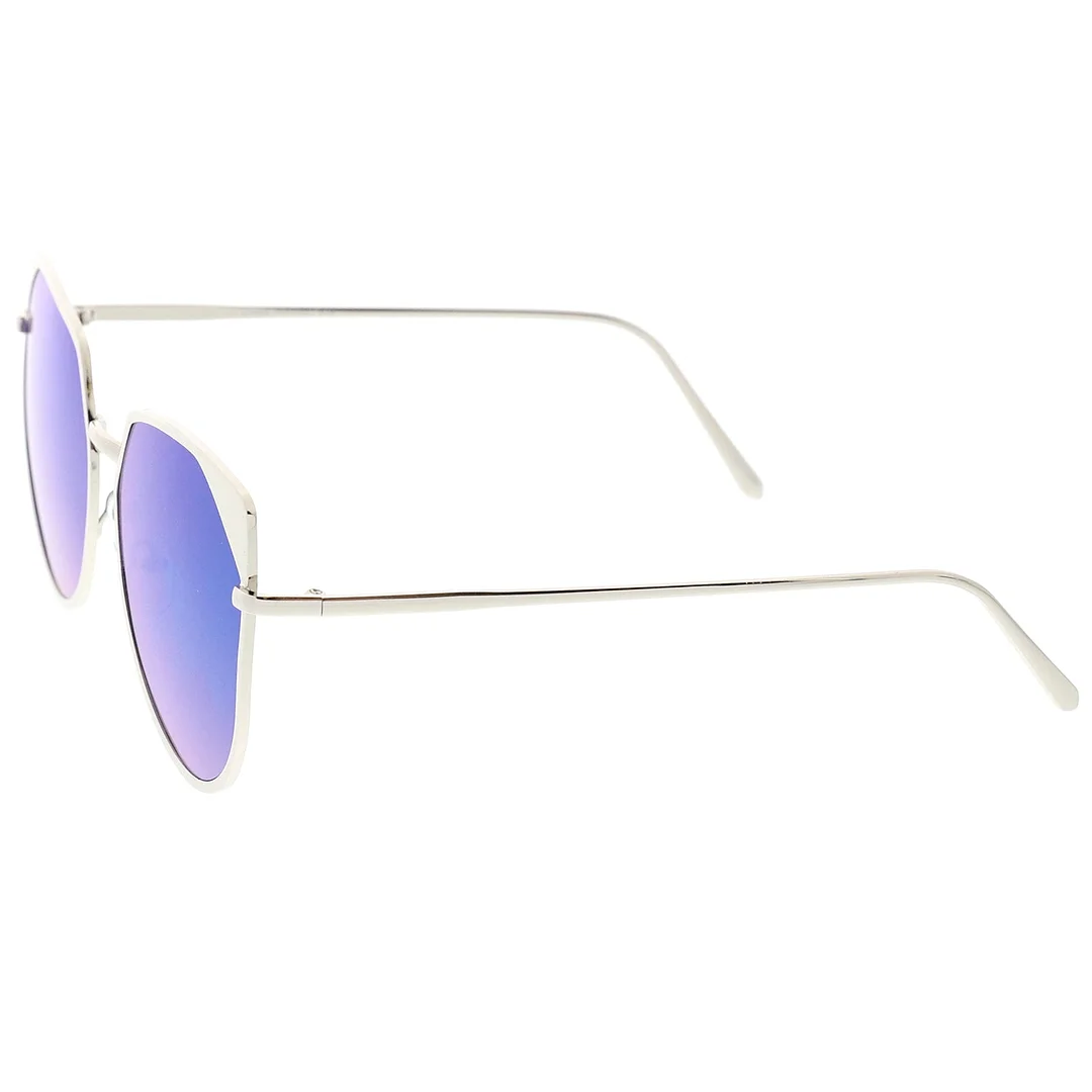 Women's Oversize Cat Eye glasses With Colored Mirror Flat Lens 59mm