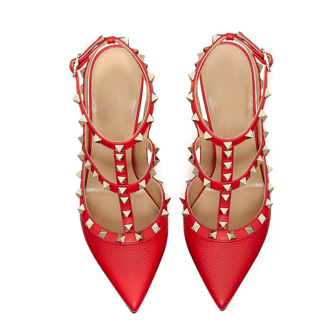 100mm High Heels Rivets Sandals Red Lines-vocosishoes