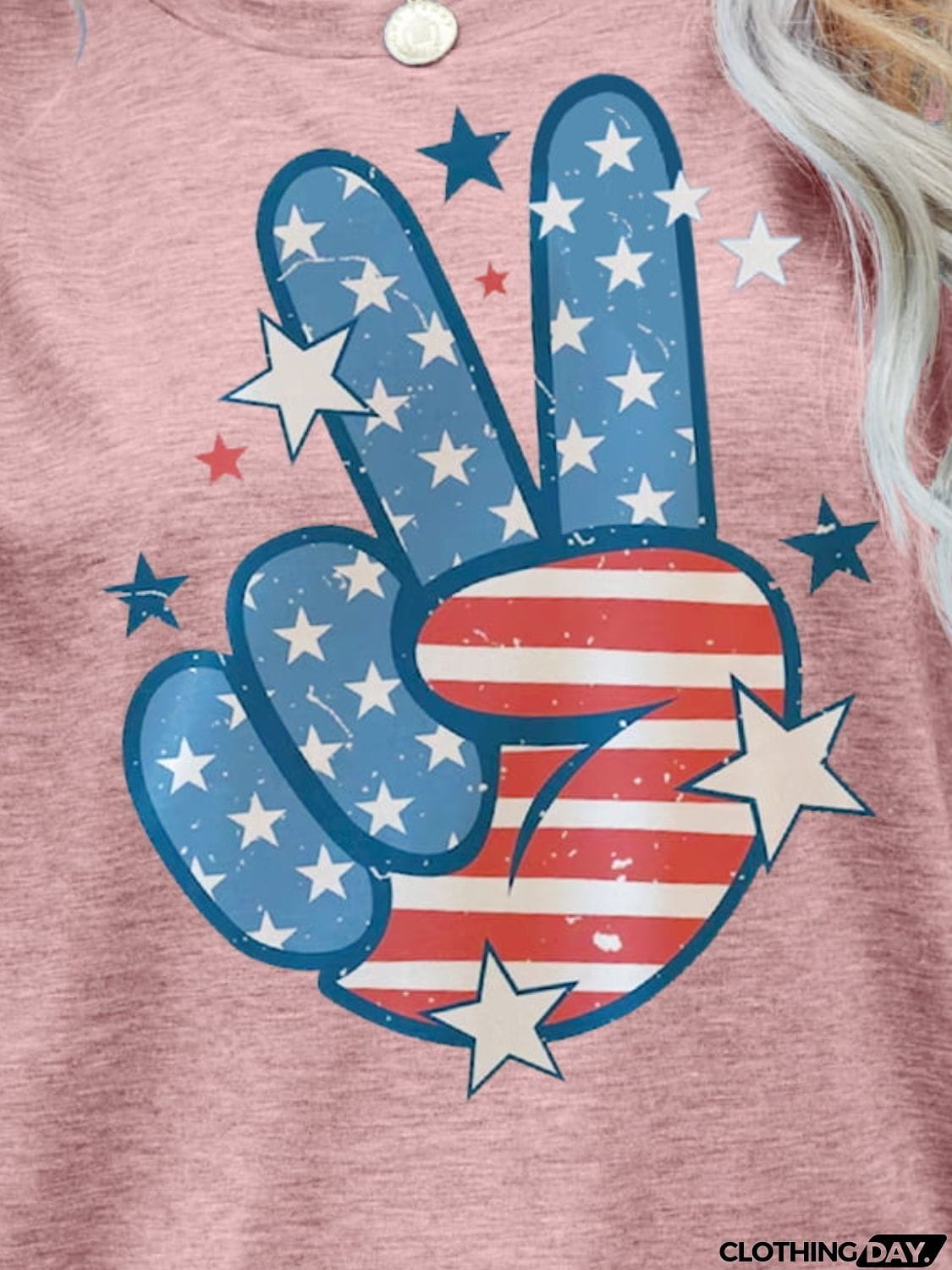 US Flag Peace Sign Hand Graphic Tee