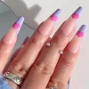 24 Pi&egrave;ces Faux Ongles Violets &agrave; Motif de C&oelig;ur 