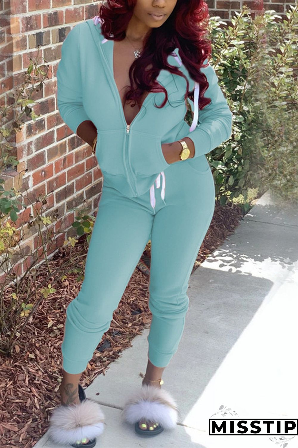 Grey Fashion Casual Solid Basic Hooded Collar Long Sleeve Two Pieces