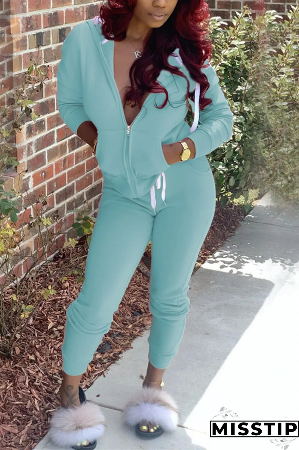 Grey Fashion Casual Solid Basic Hooded Collar Long Sleeve Two Pieces