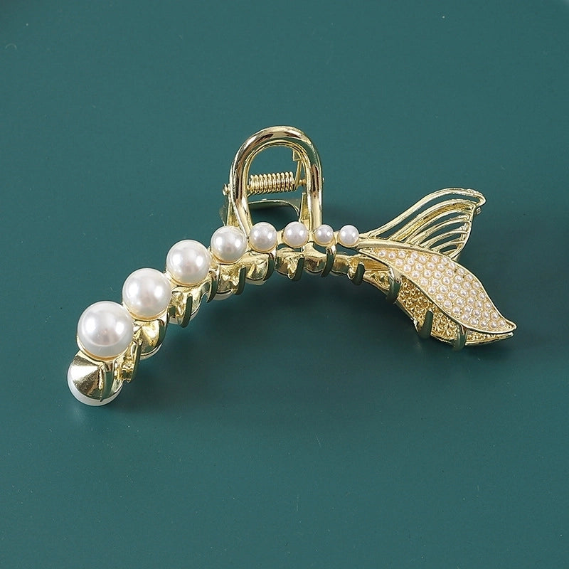 Metal Grab Clip Elegant Bow Hairpin Back Head Large Shark Clip French Pearl Clip Hair Accessories