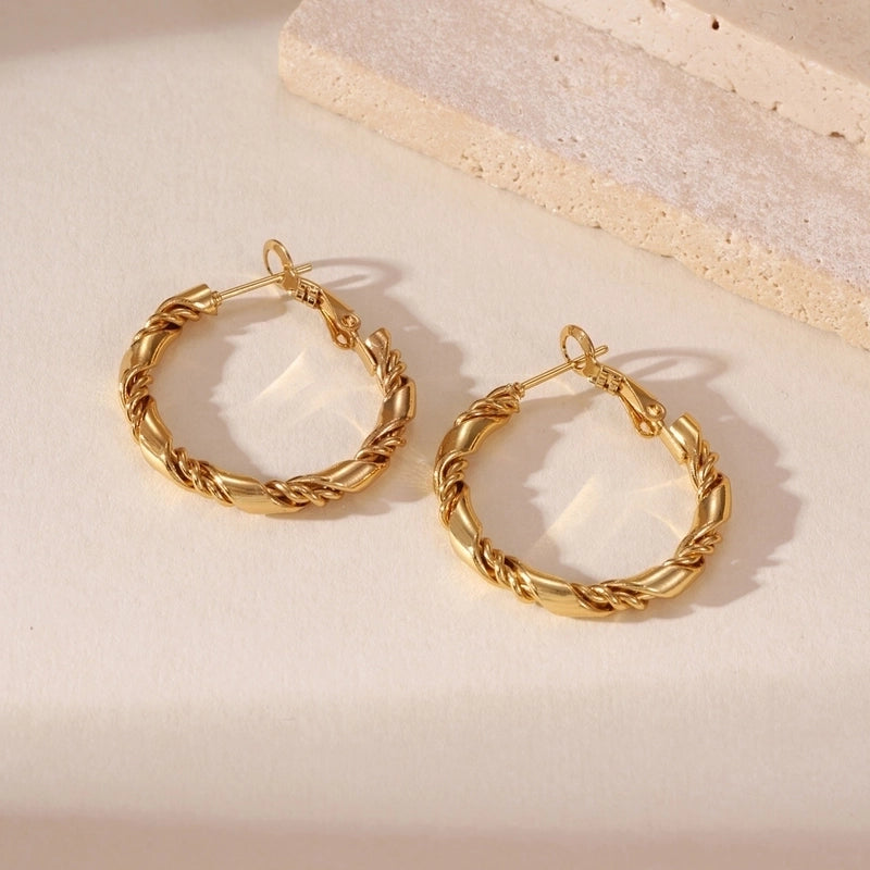 Minimalist Classic Style C Shape Irregular Round 304 Stainless Steel 18K Gold Plated Earrings Ear Studs