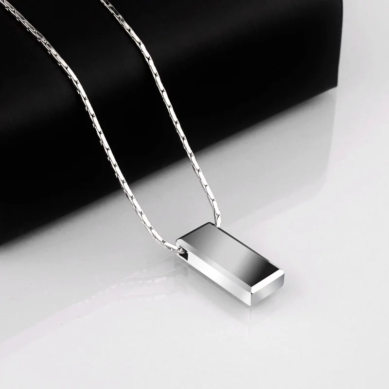 Women's Or Men's Casual/Sporty High Polished Tungsten Pendants Rectangle Shape for Man Woman Can Laser Engraving Picture/ Symbols Jewelry Gifts For Mens And Womens