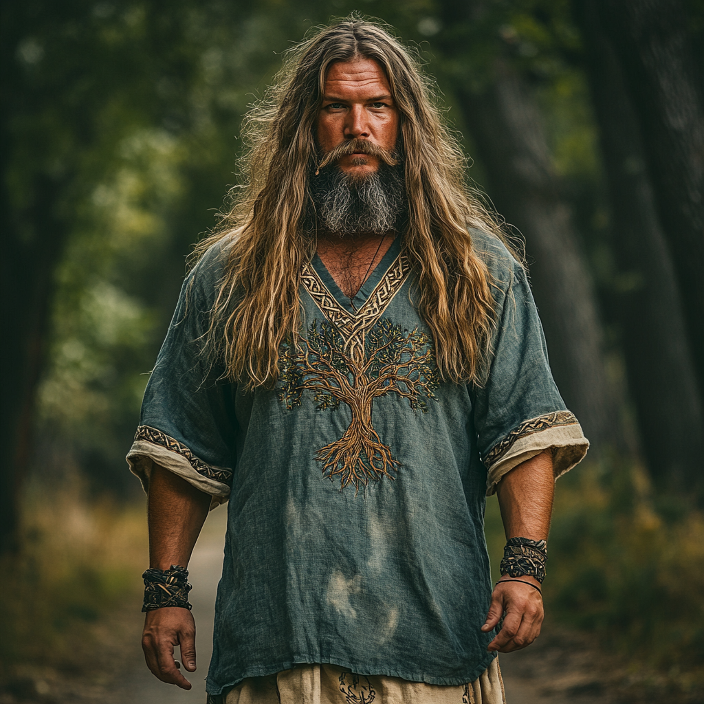 Men's Viking Celtic Knot Tree Of Life V-neck Half Sleeve T-shirt