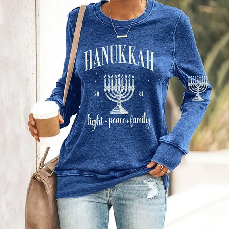 Women's Jewish Hanukkah Printed Sweatshirt