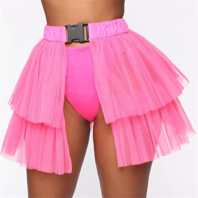 Women's Tutu Skirt Summer Mesh Tulle High Waist Tutu Bustle Skirts Dancing Skirt Ball Gown Solid Color Streetwear Ladies Skirts