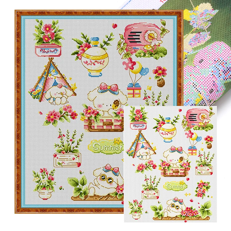Spring- Curly Rabbit- 11CT - 3 Strands Threads Printed Cross Stitch - 55*65cm(Canvas)(33 Colors)