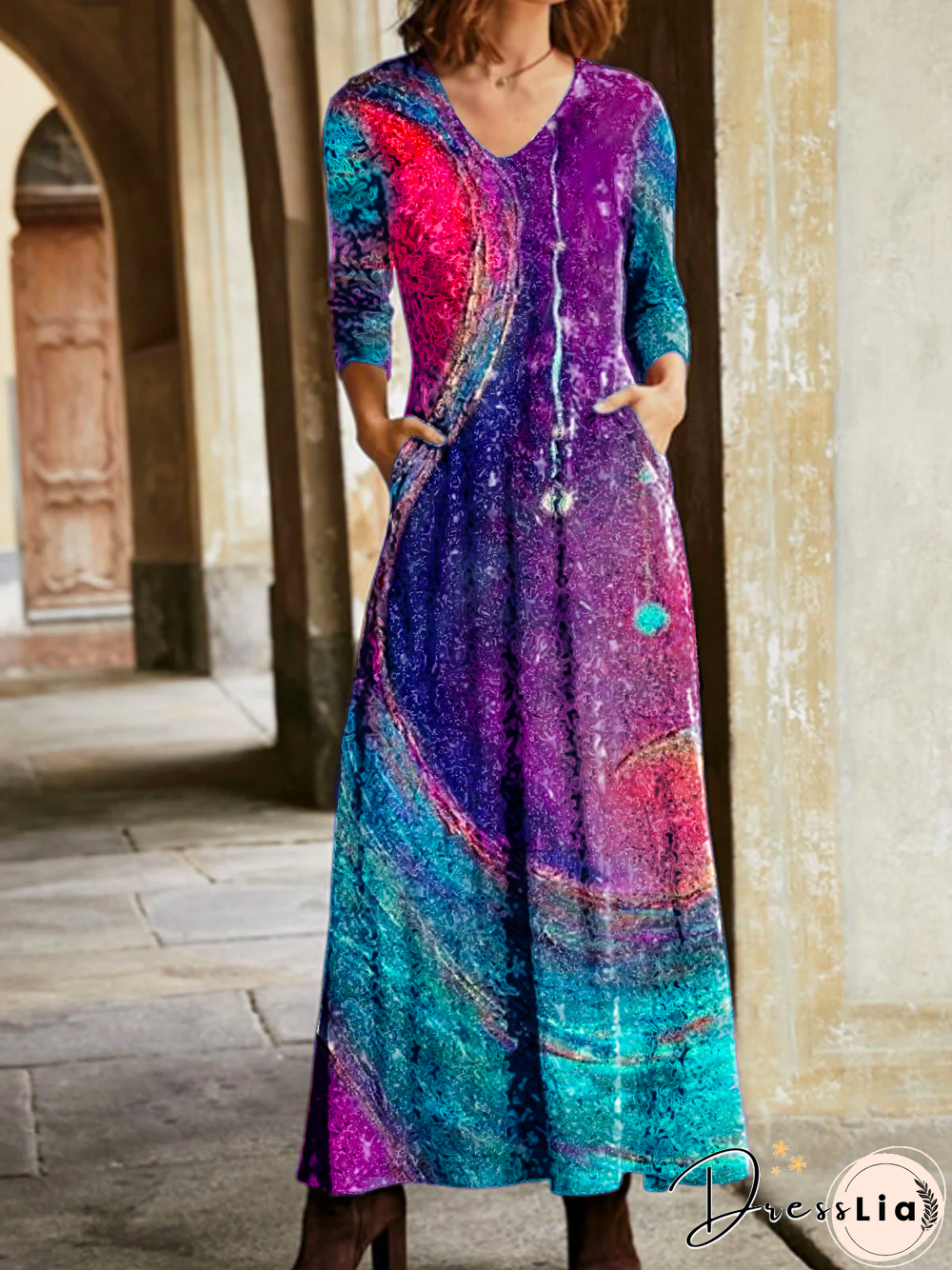 Plus size Printed Casual Knitting Dress