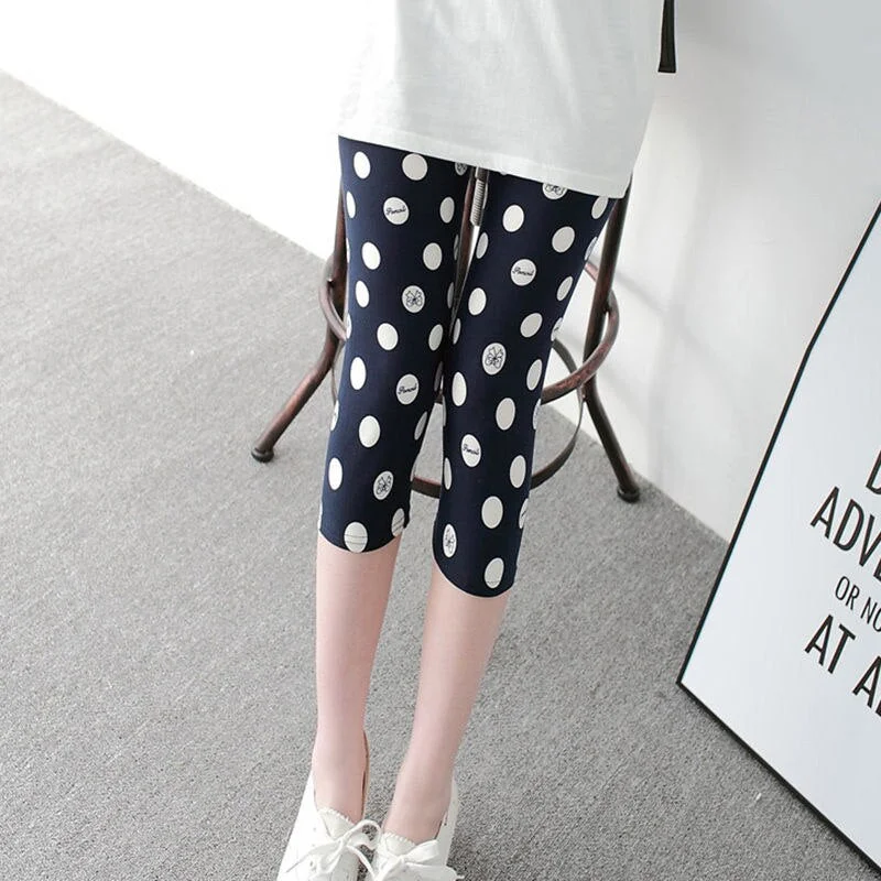 High Waist Floral Printed Fitness Leggings Mid-Calf Elastic Women Capris Push Up Trousers