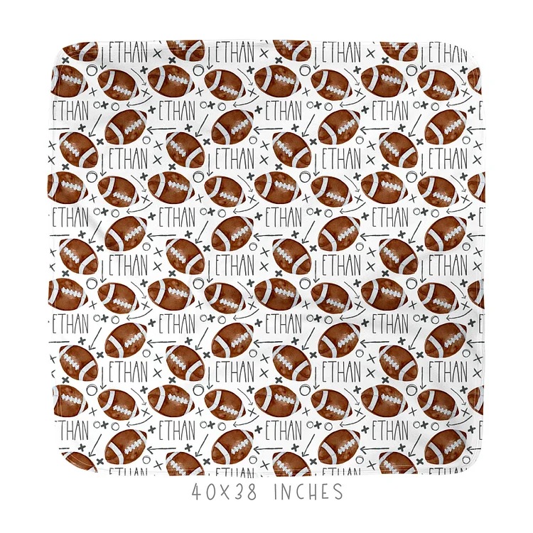 Personalized Baby Football Season Newborn Swaddle Blanket Set|Set01