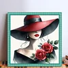 Red Hat Girl-11CT Stamped Cross Stitch 50*50cm/19.69*19.69in