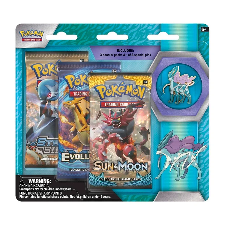 Pokémon TCG: 3 Booster Packs & Suicune Collector's Pin
