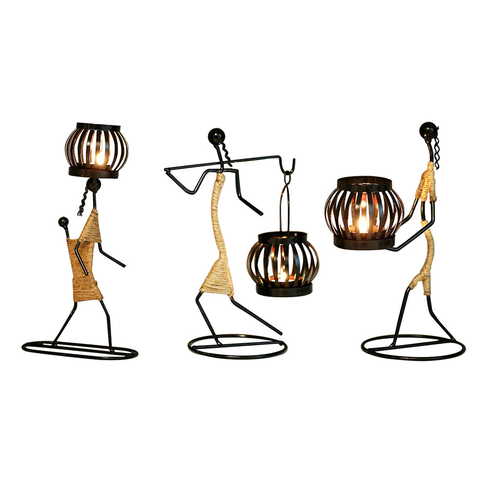 

Nordic Metal Candlestick Abstract Character Sculpture Candle Holder Decor, 501 Original