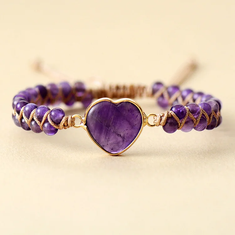 Imperial Stone Heart Double Layer Hand Woven Bracelet