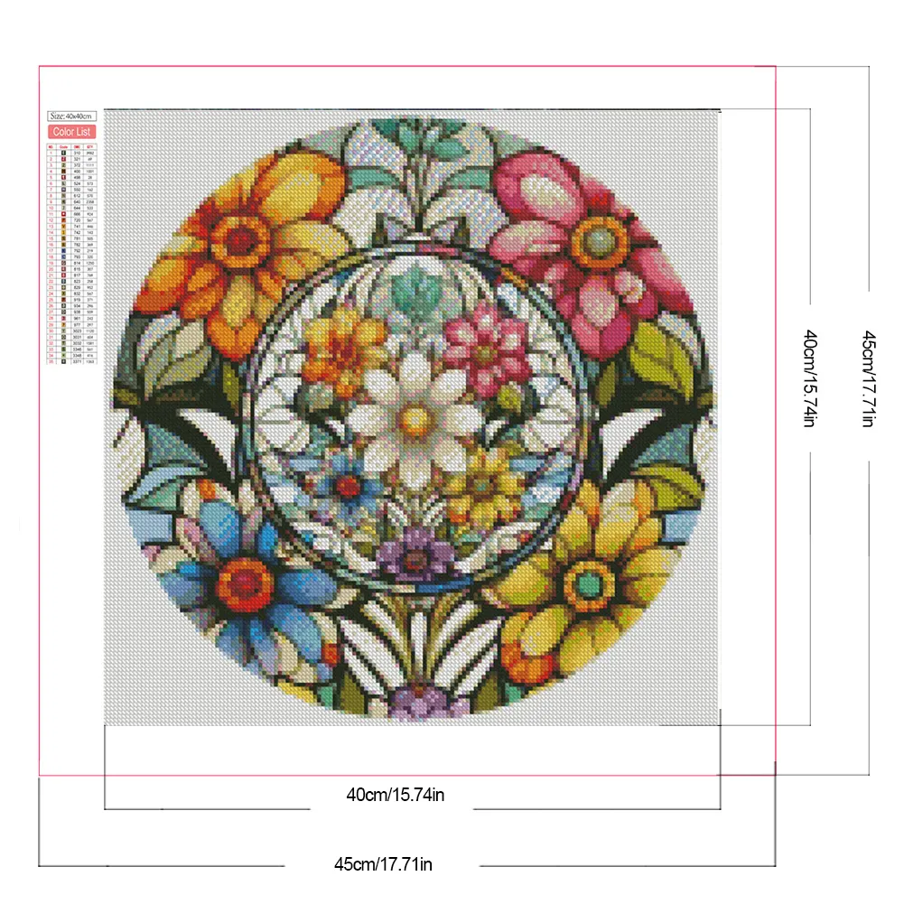 Partial AB Diamond Painting - Full Round Drill - Stained Glass Flower(Canvas|45*45cm)