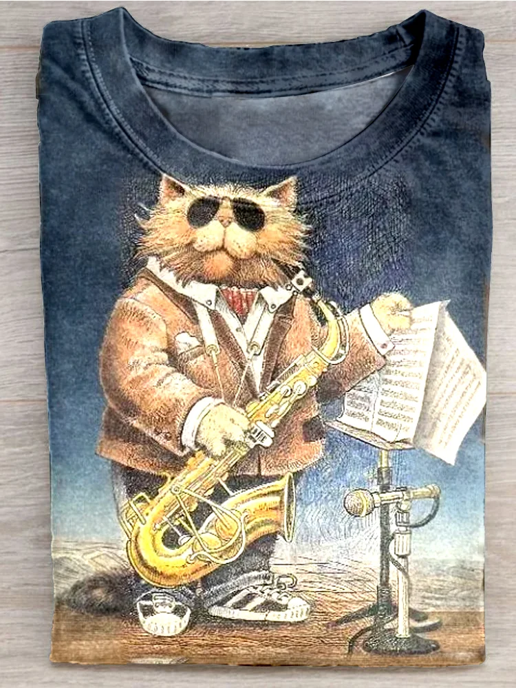 Teecade Teecade Cat Music T-shirt