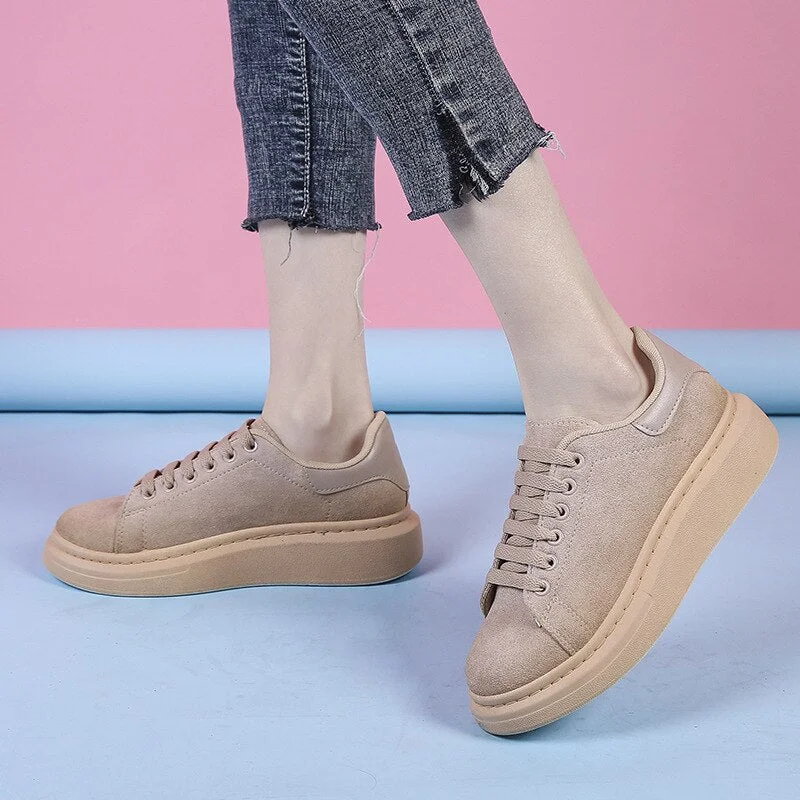 2021 Women Shoes Sneakers Thick Bottom Casual Female Ballet Flats Fashion Platform Flat Shoes Zapatillas Mujer Zapatos De Mujer