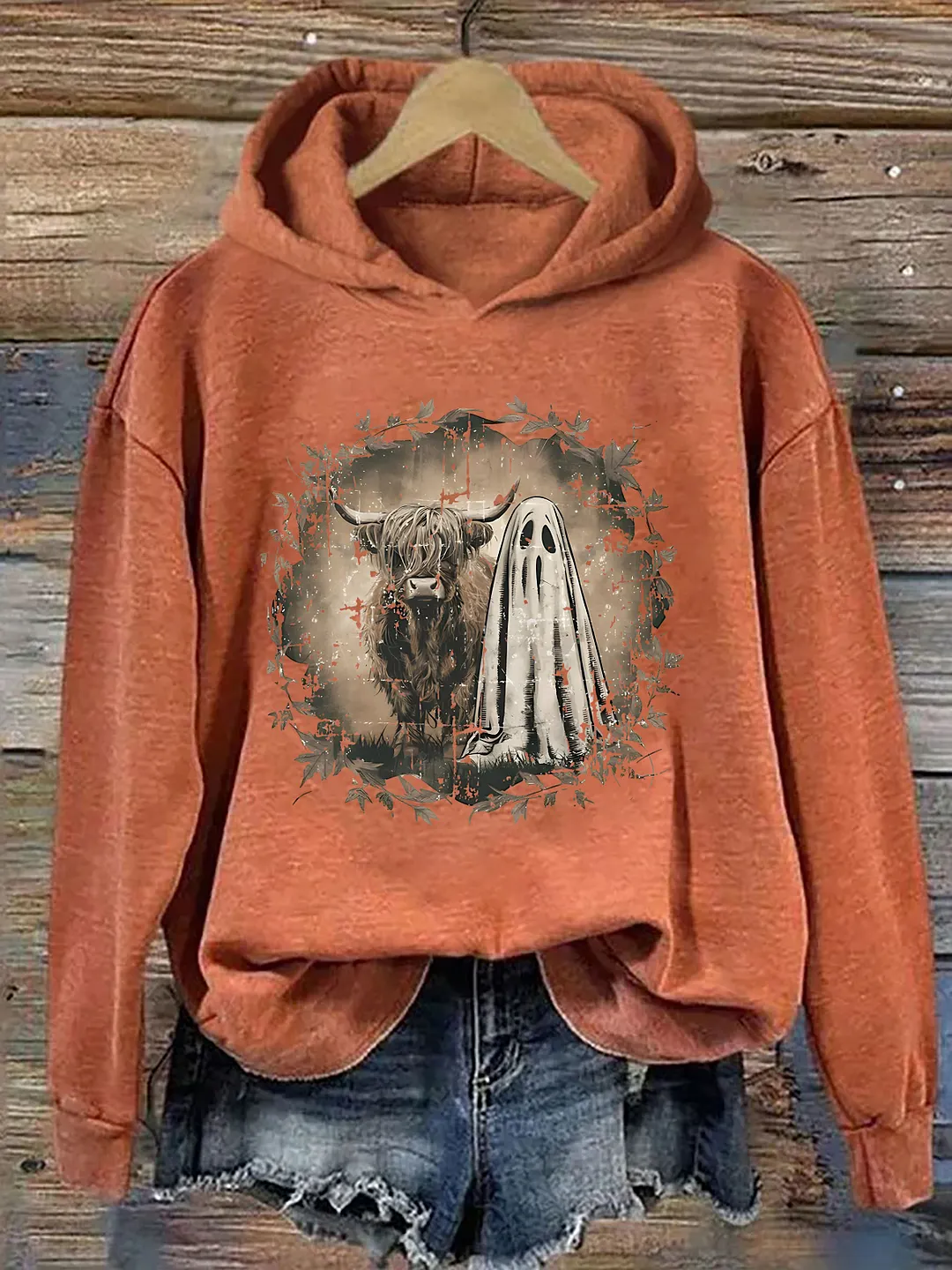 Highland Cow Ghost Hoodie