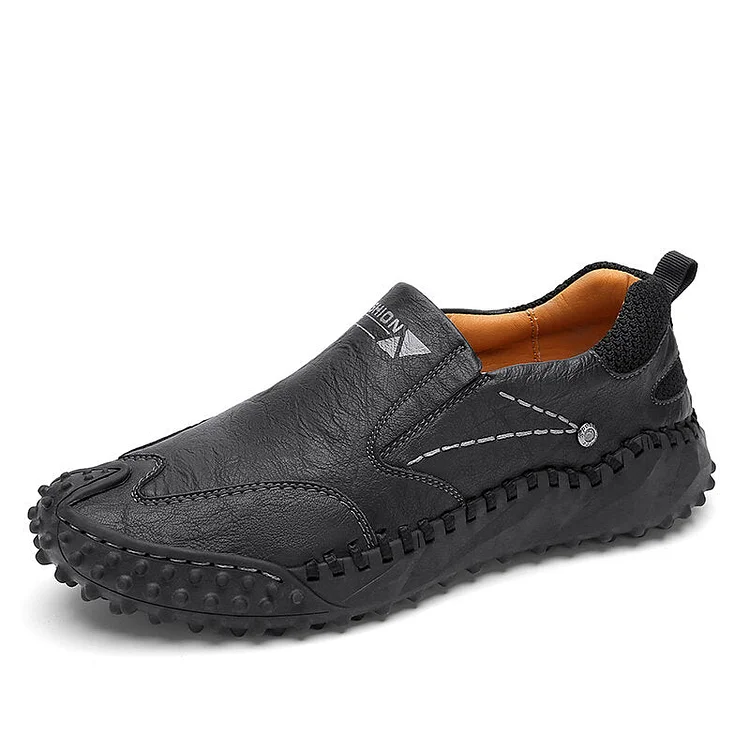 Men Hand Stitching Leather Non Slip Outdoor Casual Shoes