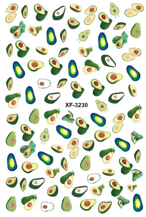 Fashion Flower Avocado Nail Art Stickers for Nails Art Self Adhesive Decals Manicure Design Nails Accessoires Stickers Fruits-Nail Inspo