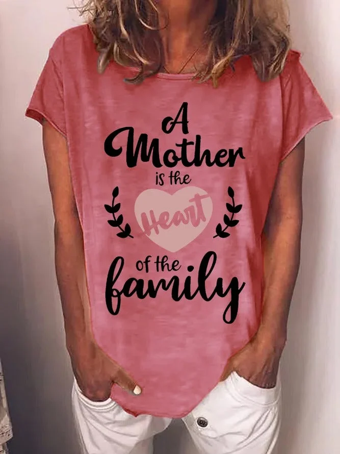 Mother's Day Women's Heart Letter Print Top