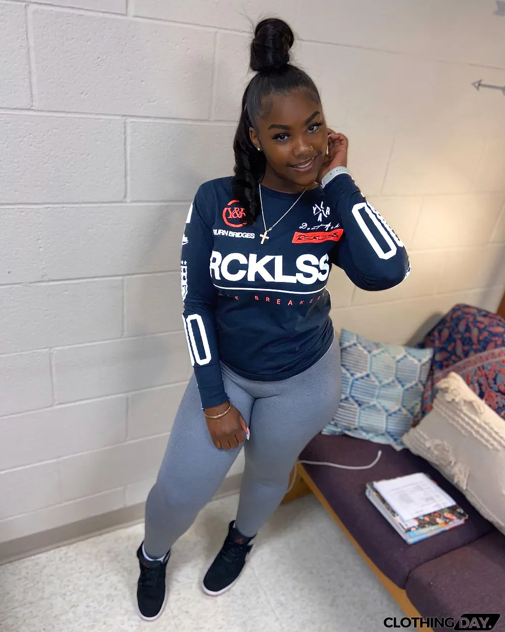 Casual Printed Long Sleeve Pullover Tops