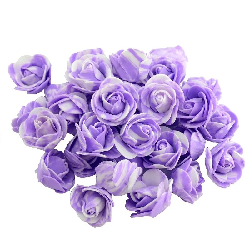 50pcs 3cm Mini PE Foam Artificial Marbling Rose Flower Head For DIY Wedding Home Decor Flower Wall Accessories Fake Flowers