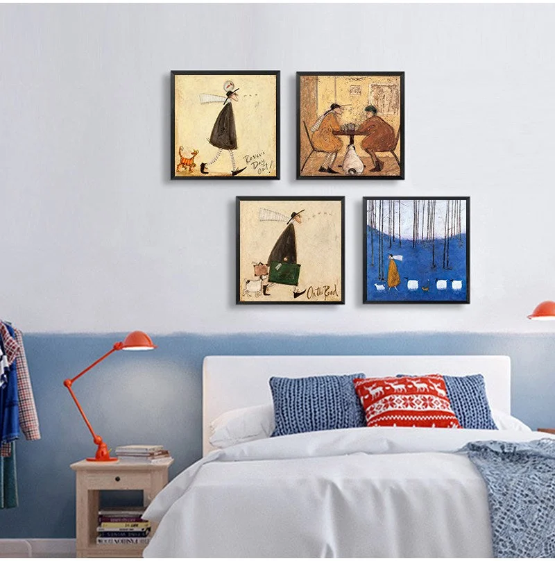 Landscape Love Dogs Pet Canvas Wall Art Paintings Posters and Prints Pictures Living Room Home Decor Vintage Nordic Abstract