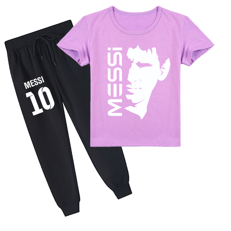 Mayoulove Messi Kids Short Sleeve T-Shirt Set - Stylish Soccer Gear for Boys & Girls, Perfect Gift for Young Fans-Mayoulove