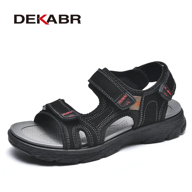 DEKABR Summer Sandals Men Lightweight Outdoor Beach Casual Shoes Genuine Leather Roman Walking Footwear Soft Slippers Sandalias