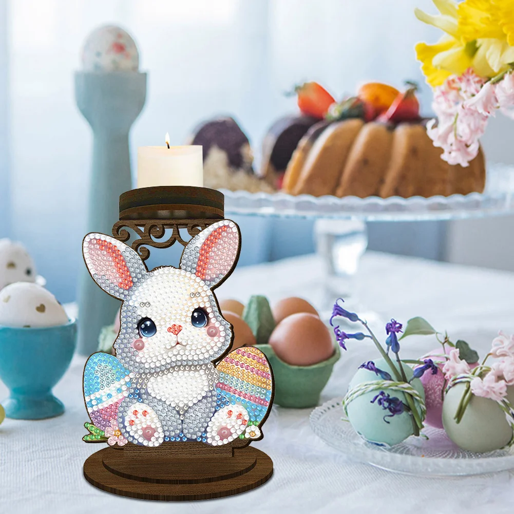 Easter Egg Bunny 5D DIY Diamond Painting Candle Holder Ornaments for Art Crafts