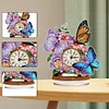 (US Local)Acrylic Special Shape Flower Butterfly Diamond Painting Clock for Home Office