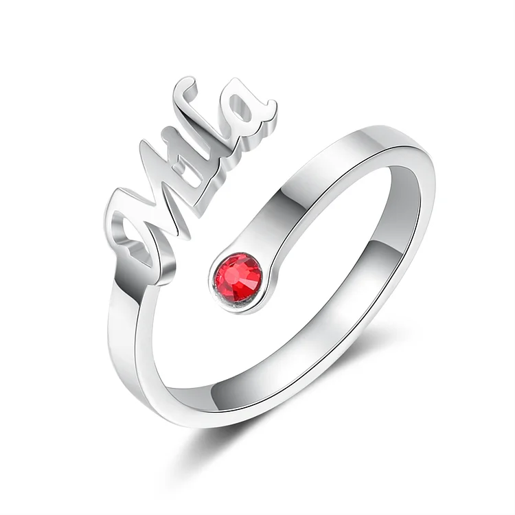 Personalized Name Ring with 1 Birthstone Classic Ring for Women
