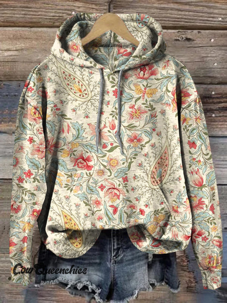 Retro Paisley Floral Print Casual Hoodie Sweatshirt Multicolor / S