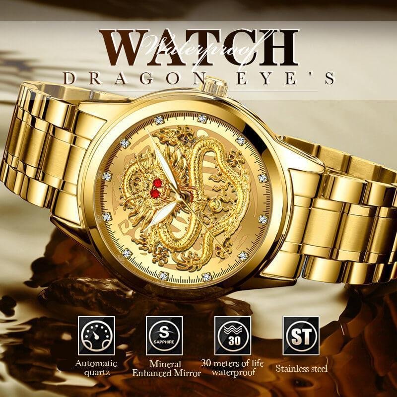 ✨Offerte speciali per la festa del papà✨Orologio Drago Oro in Rilievo