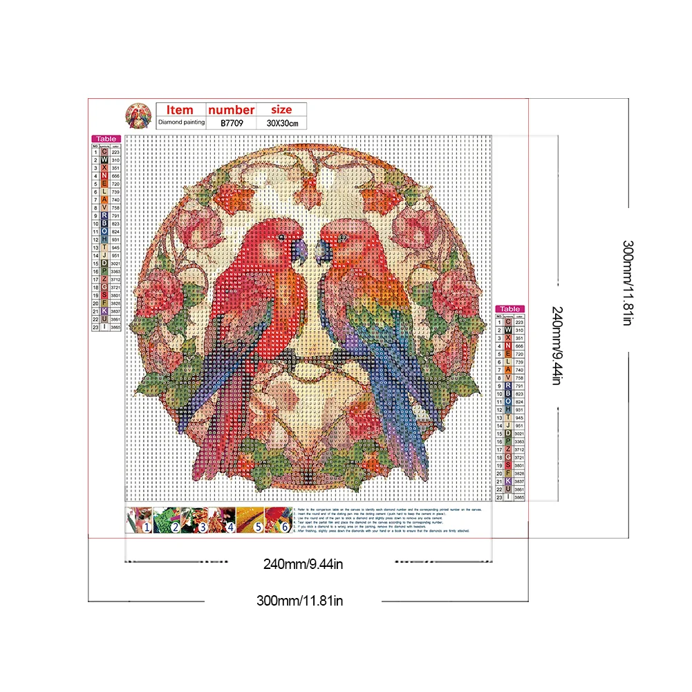 Full Round Diamond Painting 30*30cm - Love For Birds