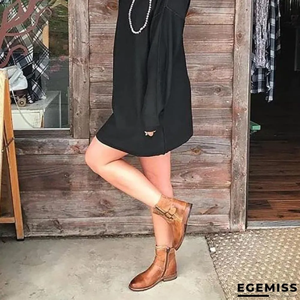 Fashion Zipper Low Heel Martin Boots | EGEMISS