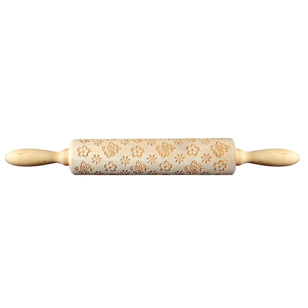 

Easter Day Embossing Wood Rolling Pin for DIY Baking Cookies Noodle Biscuit, Rabbit and radish, 501 Original