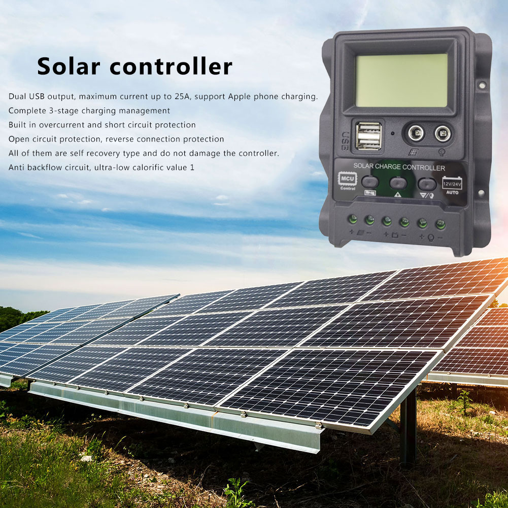 

12V/24V LCD Current Display Dual DC Auto Solar Power Charger Controller, 20a, 501 Original