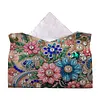 Flower Gem DIY PU Diamond Painting Tissue Box Kit Desktop Tissue Holder with Rhinestone Diamond Desk Decorative Tissue Box for Adults Desktop Storage Organizer
