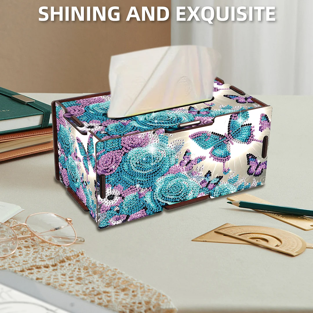 Wooden Diamond Painting Tissue Box for Home and Office Decoration (ZJH036)