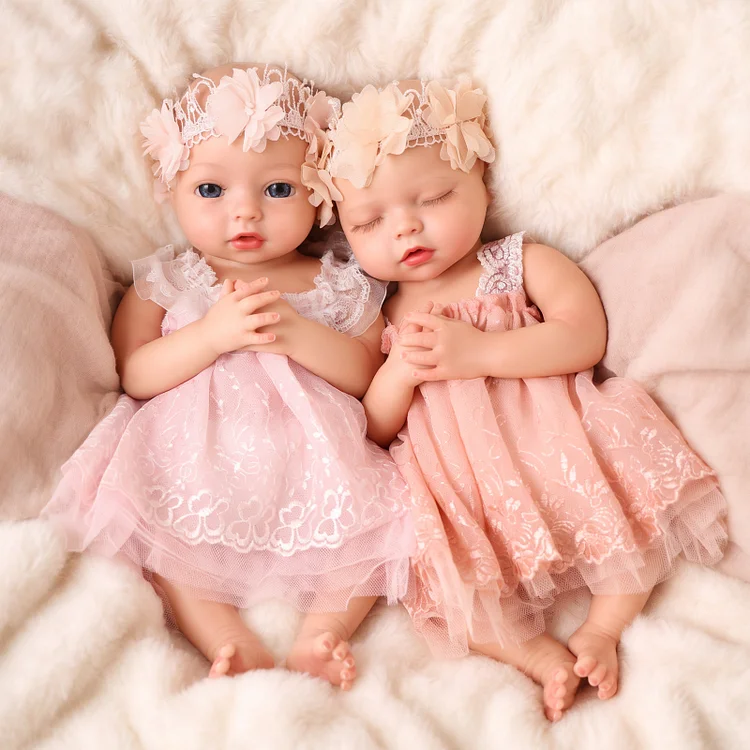 Babeside Realistic Silicone Baby Terry & Tero 16'' Little Infant Twins Best Gift for Kid