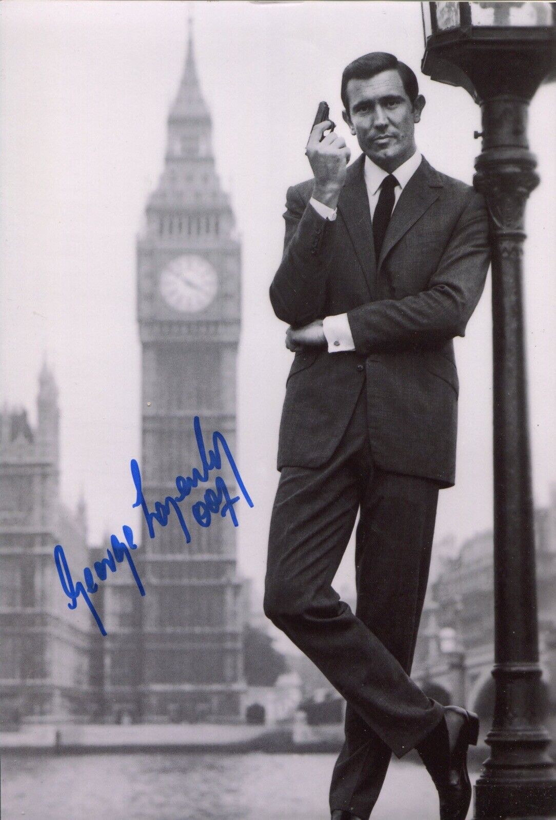 007 James Bond George Lazenby signed Photo Poster painting