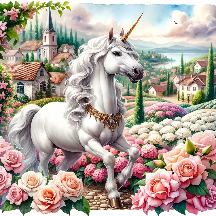 Full Round Diamond Painting - Garden Unicorn 30*30CM