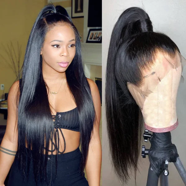 360 Lace Frontal Wigs Virgin Straight Hair Virgin Human Hair Wigs 250% Density Transprent Lace
